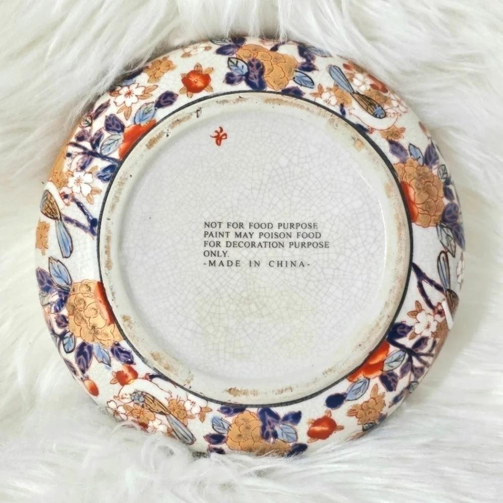 Vintage Collectible Chinese Asian Floral Round Jewelry Porcelain Trinket Box